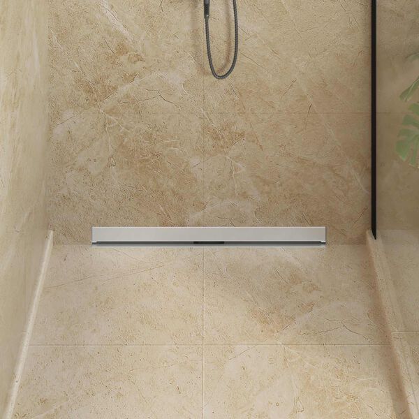 vidaXL Drain de Douche Mont&eacute; au Mur Argent&eacute; 80 cm Acier Inox 304