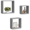 vidaXL &Eacute;tag&egrave;res murales sous forme de cube 3 pcs Gris MDF