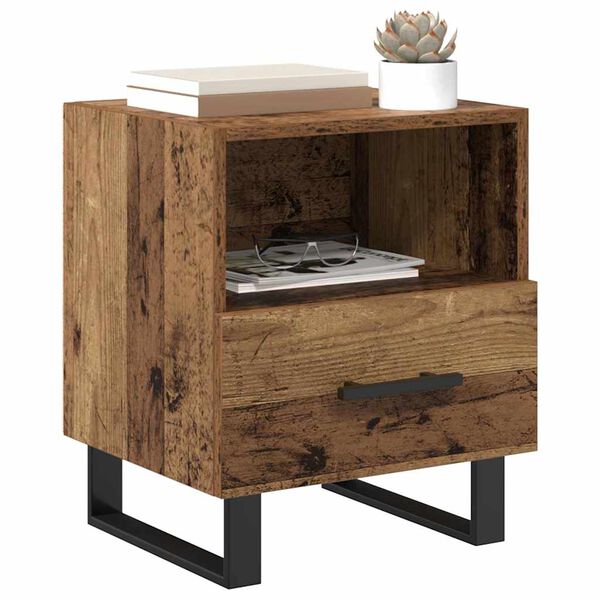 vidaXL Cabinet de chevet avec tiroir Bois ancien 40 x 35 x 47,5 cm