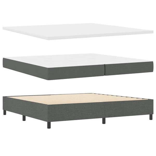 vidaXL Lit &agrave; ressorts avec matelas Gris fonc&eacute; 200 x 200 cm tissu