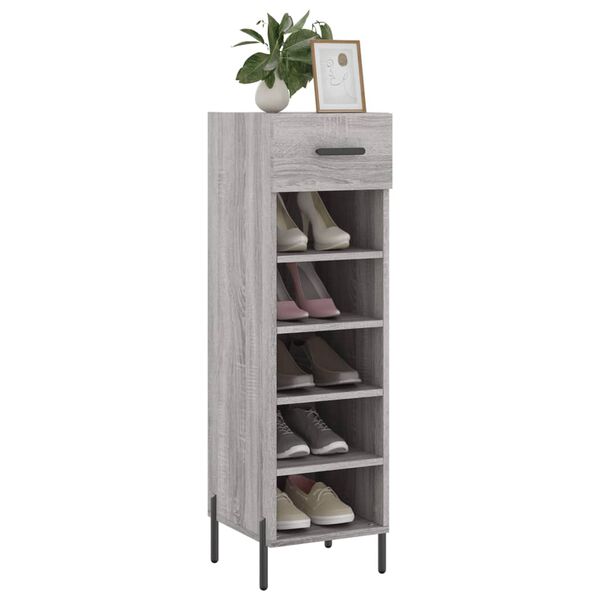 vidaXL Meuble &agrave; chaussures sonoma gris 30x35x105 cm bois d'ing&eacute;nierie