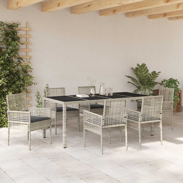 vidaXL Ensemble de salle &agrave; manger pour jardin 7 pcs Gris clair