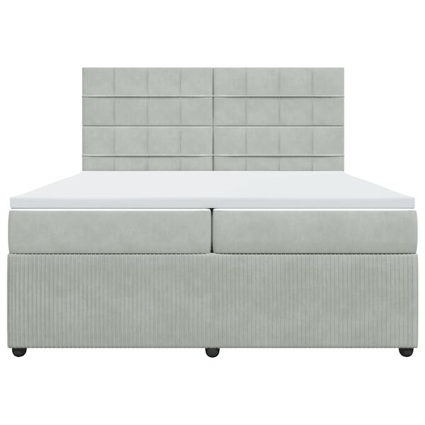 vidaXL Sommier &agrave; lattes de lit et matelas Gris clair 200x200cm Velours