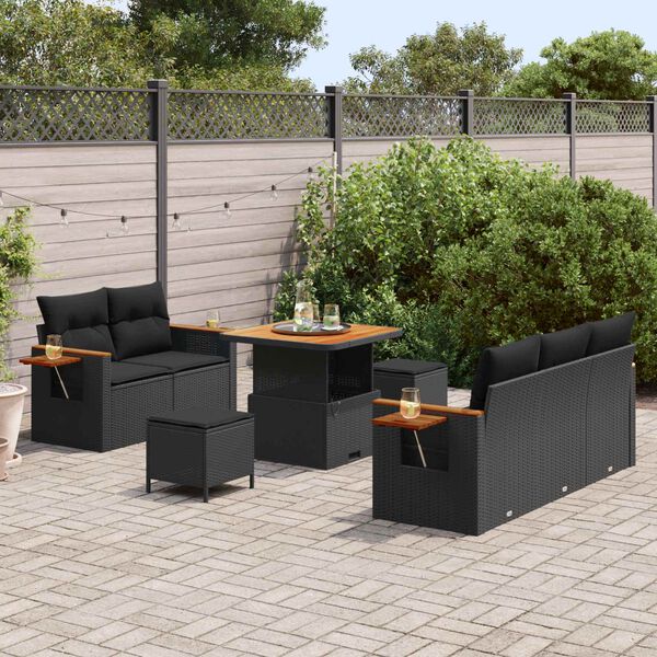vidaXL Ensemble de canap&eacute; de jardin avec coussin 8 pcs Noir
