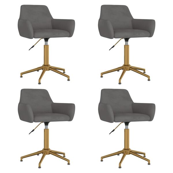 vidaXL Chaises pivotantes &agrave; manger lot de 4 Gris fonc&eacute; Velours