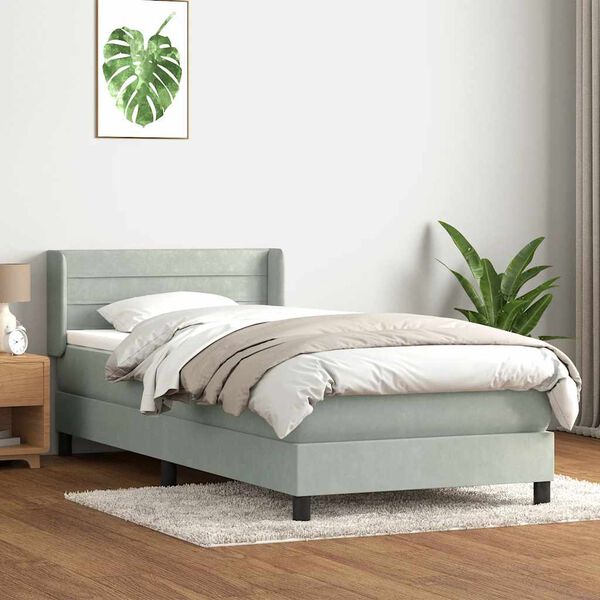 vidaXL Sommier &agrave; lattes de lit et matelas gris clair 80x220 cm velours