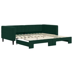 vidaXL Lit de jour avec gigogne sans matelas vert fonc&eacute; 100x200 cm