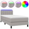vidaXL Sommier à lattes de lit avec matelas et LED Gris clair 90x200cm