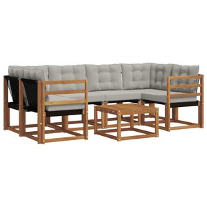 vidaXL Ensemble de canap&eacute;s d'ext&eacute;rieur 7 pcs Gris Naturel et Clair