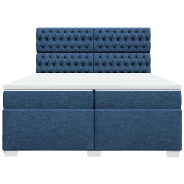 vidaXL Sommier &agrave; lattes de lit avec matelas Bleu 200x200 cm Tissu