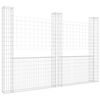 vidaXL Panier de gabion en forme de U avec 3 poteaux Fer 260x20x200 cm