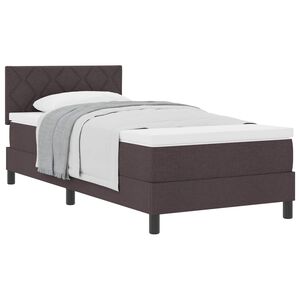 vidaXL Lit &agrave; ressorts avec matelas Marron fonc&eacute; 90 x 190 cm tissu