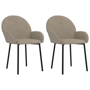 vidaXL Chaises &agrave; manger lot de 2 Gris clair Velours
