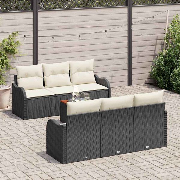 vidaXL Ensemble de canap&eacute; de jardin avec coussin 7 pcs Noir polyrotin