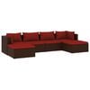 vidaXL Salon de jardin 6 pcs avec coussins R&eacute;sine tress&eacute;e Marron