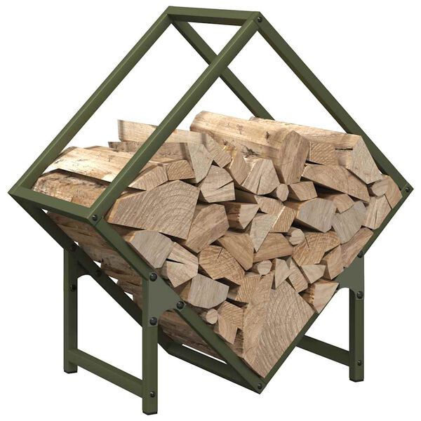vidaXL Portant de bois chauffage vert olive 50x25x50 cm