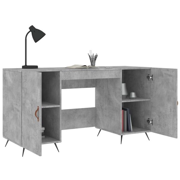 vidaXL Bureau gris b&eacute;ton 140x50x75 cm bois d'ing&eacute;nierie