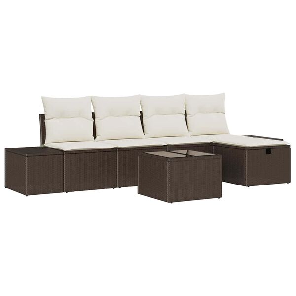 vidaXL Ensemble de canap&eacute; de jardin 6 pcs Marron 55 x 62 x 69 cm