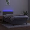 vidaXL Sommier &agrave; lattes de lit avec matelas et LED Gris clair 90x190cm