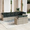 vidaXL Salon de jardin 8 pcs avec coussins gris clair r&eacute;sine tress&eacute;e