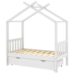 vidaXL Cadre de lit enfant avec tiroir blanc pin massif 70x140 cm