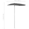 vidaXL Demi-parasol de jardin avec m&acirc;t 180x90 cm anthracite