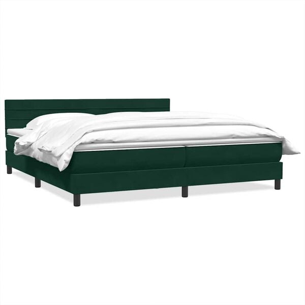 vidaXL Sommier &agrave; lattes de lit et matelas vert fonc&eacute; 180x220cm velours