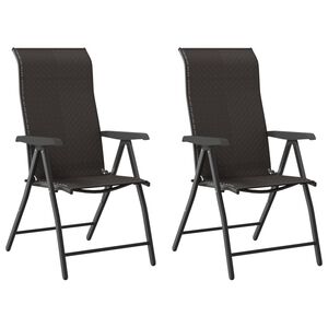 vidaXL Chaises pliables jardin lot de 2 couleur caf&eacute; noir poly rotin