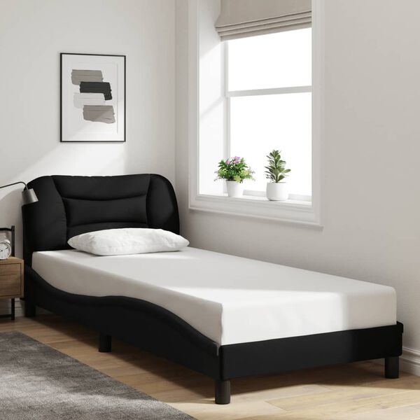 vidaXL Cadre de lit avec LED sans matelas Hvar noir 80x200 cm tissu