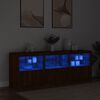 vidaXL Buffet avec lumi&egrave;res LED ch&ecirc;ne marron 181,5x37x67 cm