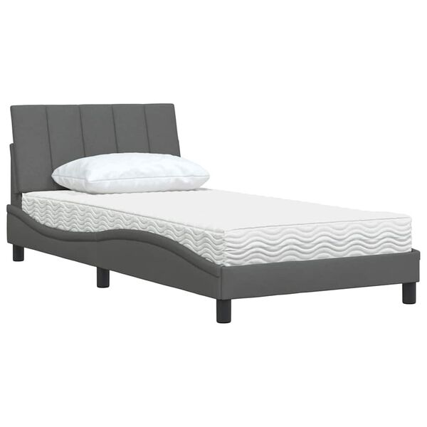 vidaXL Lit avec matelas Hanko gris fonc&eacute; 100x200 cm tissu