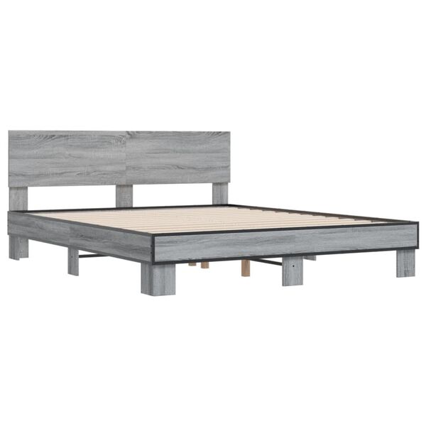vidaXL Cadre de lit sans matelas sonoma gris 150x200 cm