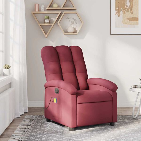vidaXL Fauteuil de massage inclinable Rouge bordeaux Tissu