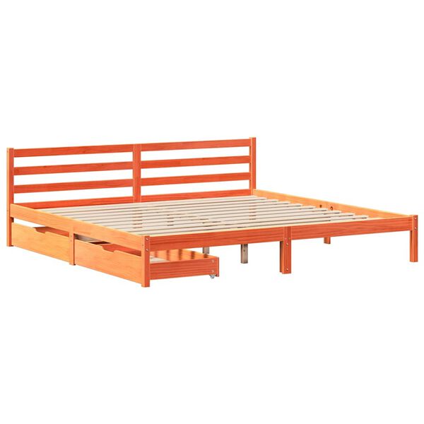 vidaXL Cadre de lit sans matelas cire marron 200x200cm bois pin massif