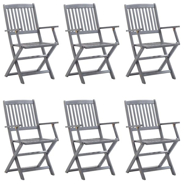 vidaXL Chaises pliables d'ext&eacute;rieur lot de 6 et coussins Bois d'acacia