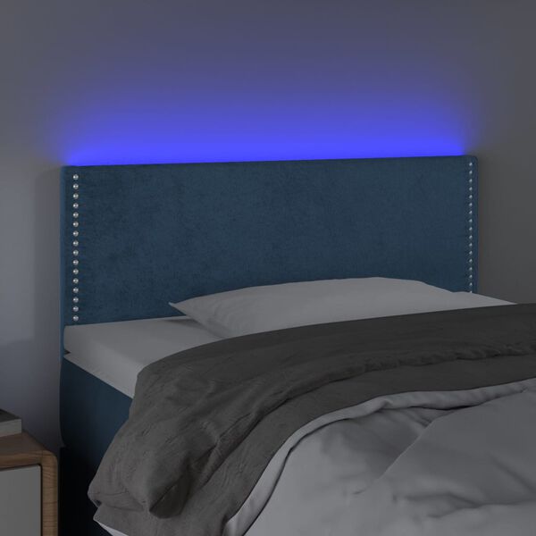 vidaXL T&ecirc;te de lit &agrave; LED Bleu fonc&eacute; 100x5x78/88 cm Velours