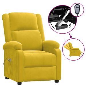 vidaXL Fauteuil &eacute;lectrique de massage Jaune Velours