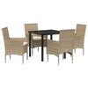 vidaXL Ensemble de salle &agrave; manger pour jardin 5 pcs Beige polyrotin