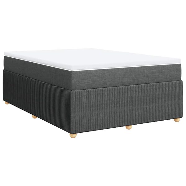 vidaXL Sommier &agrave; lattes de lit avec matelas Gris fonc&eacute; 160x200cm Tissu