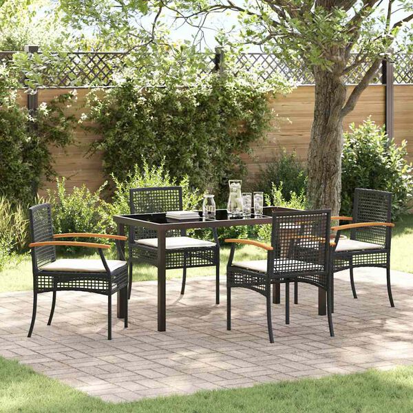 vidaXL Ensemble de salle &agrave; manger pour jardin 5 pcs Noir polyrotin