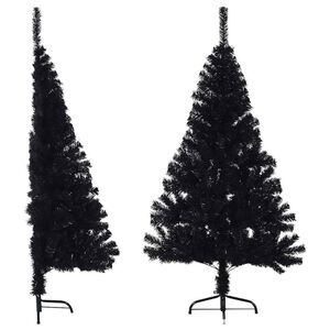 vidaXL Demi sapin de No&euml;l artificiel avec support Noir 150 cm PVC
