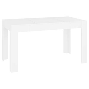 vidaXL Table &agrave; manger Blanc 140x74,5x76 cm Bois d'ing&eacute;nierie