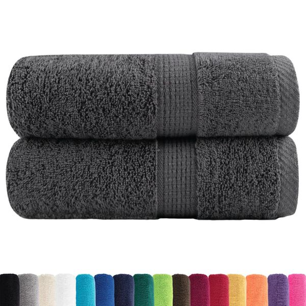 vidaXL Serviettes de toilette premium SOLUND 2 pi&egrave;ces Anthracite 30 x 30 cm 600 g/m&sup2;