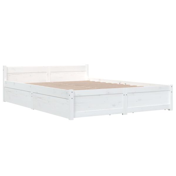 vidaXL Cadre de lit sans matelas avec tiroirs blanc