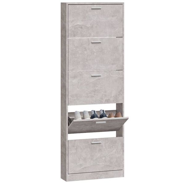 vidaXL Armoire à chaussures Gris béton 59x17x169 cm Bois d'ingénierie