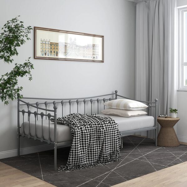 vidaXL Cadre de canapé-lit sans matelas gris métal 90x200 cm