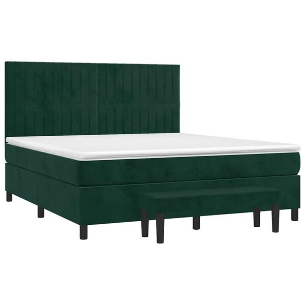 vidaXL Sommier &agrave; lattes de lit et matelas Vert fonc&eacute; 180x200cm Velours