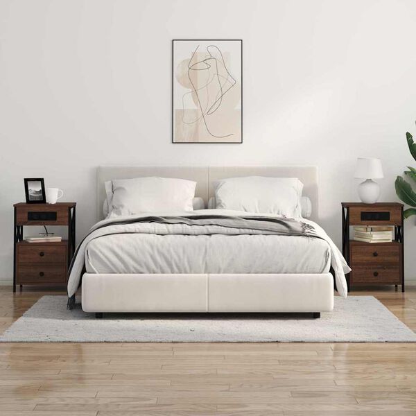 vidaXL Cabinet de chevet Ch&ecirc;ne brun 40 x 31 x 60 cm Bois d'ing&eacute;nierie