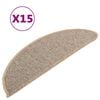 vidaXL Tapis d'escalier 15 pi&egrave;ces 56 x 17 x 3 cm Marron Demi-rond