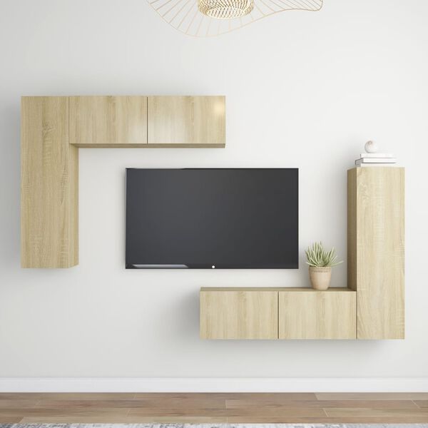 vidaXL Ensemble de meubles TV 4 pcs Ch&ecirc;ne sonoma Bois d'ing&eacute;nierie